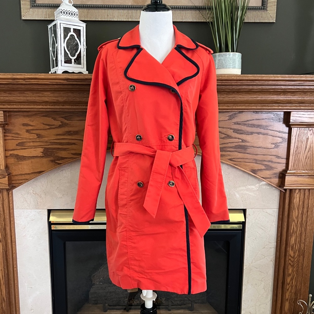 Nautica‎ Women's Orange Cotton Blend Double-Breasted Trench Coat Sz. S